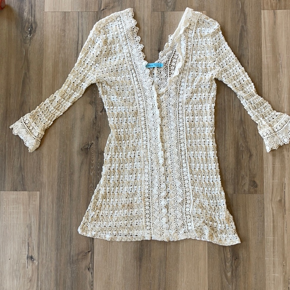 Solitaire Swim ivory and gold cover up